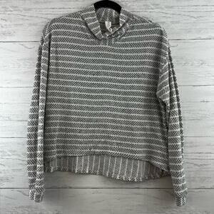 Amadi Anthropologie Gray Striped Mock Neck Knit Top Size M